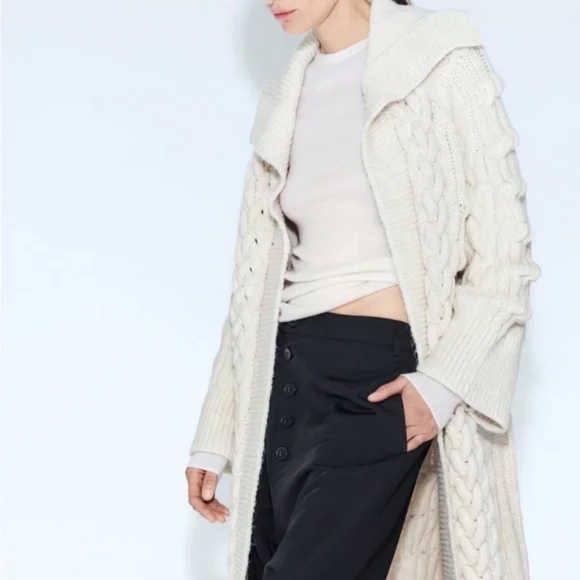 ZARA NWOT Textured Knit Coat - Picture 5 of 16